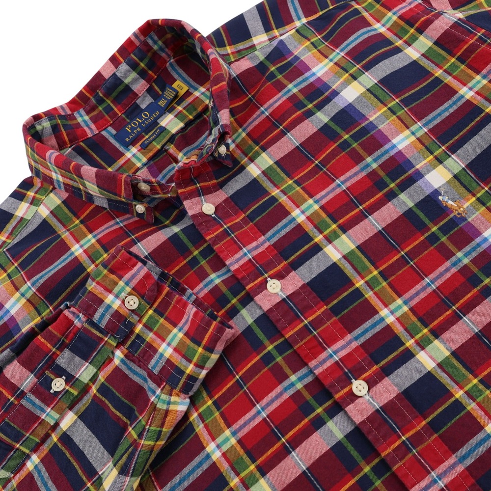 Polo Ralph Lauren Mens 3XLT Classic Fit Plaid Button Down Shirt Multi-Color Long